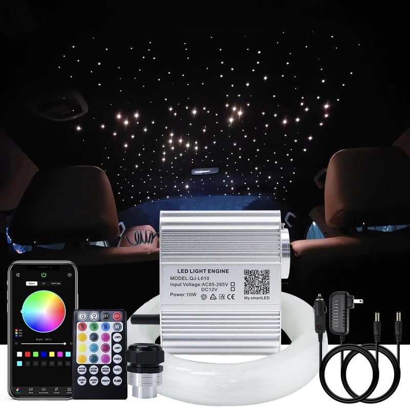 AKEPO 10W RGBW Fiber Optic Lights Kit with APP Control and Music Effect for Car & Home - Image 1