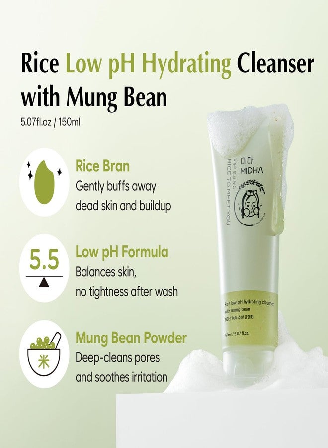 MIDHA RICE LOW PH HYDRATING CLEANSER WITH MUNG BEAN, 5.07fl.oz/150ml,Balanced pH Gel Cleanser, Hydrating, Soothing, Gentle Daily Cleanser, Deep Cleansing, Pore-Purifying, Nourishing Care - Image 3