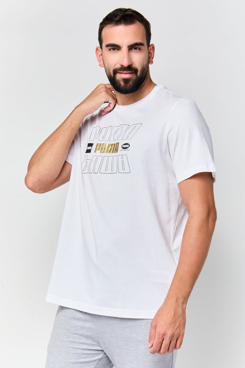PUMA Men Sportswear Fit Short Sleeve Outdoor T-Shirt, White - Image 1
