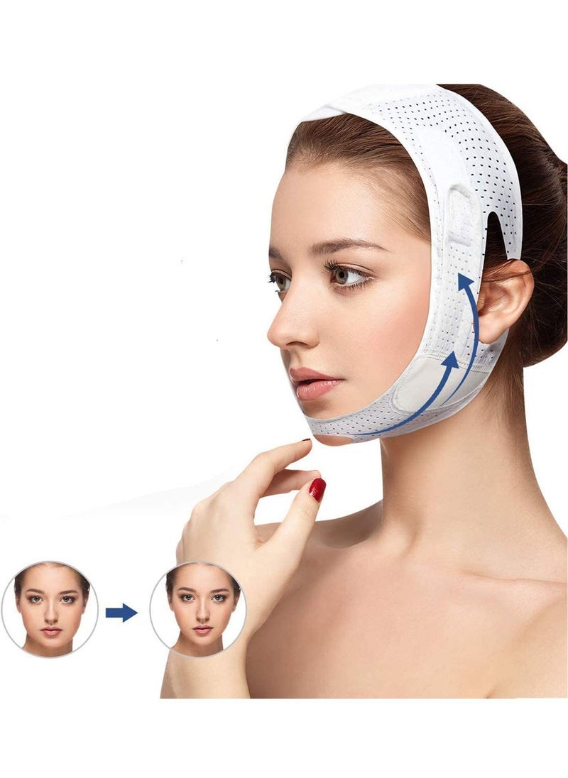 Captaintech Breathable Face Slimming Strap, Face Lift Strap, Reusable Face Lifting Bandage Pain-Free Jawline Shaping Band, V Line Shaping Face Masks, Anti-Sagging-Aging-Wrinkle-Snore Belt for Women （White） - Image 1