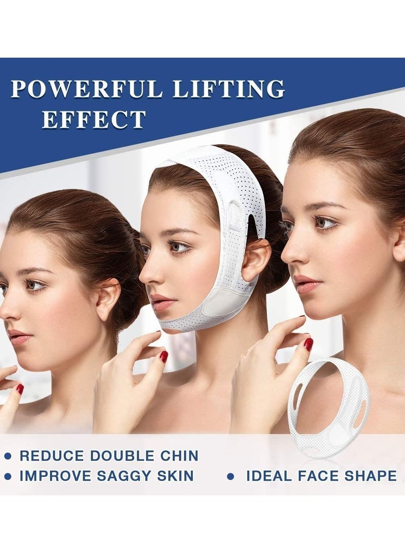 Captaintech Breathable Face Slimming Strap, Face Lift Strap, Reusable Face Lifting Bandage Pain-Free Jawline Shaping Band, V Line Shaping Face Masks, Anti-Sagging-Aging-Wrinkle-Snore Belt for Women （White） - Image 3