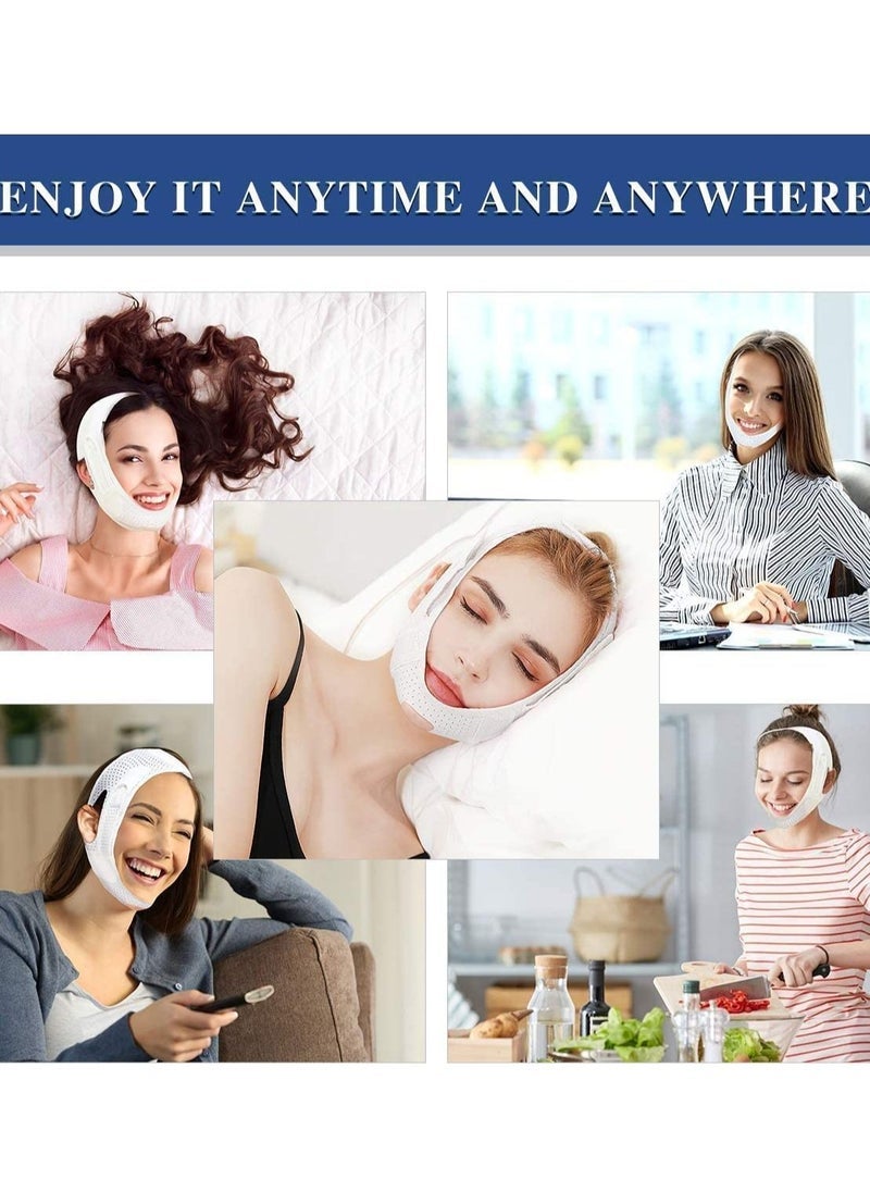 Captaintech Breathable Face Slimming Strap, Face Lift Strap, Reusable Face Lifting Bandage Pain-Free Jawline Shaping Band, V Line Shaping Face Masks, Anti-Sagging-Aging-Wrinkle-Snore Belt for Women （White） - Image 4
