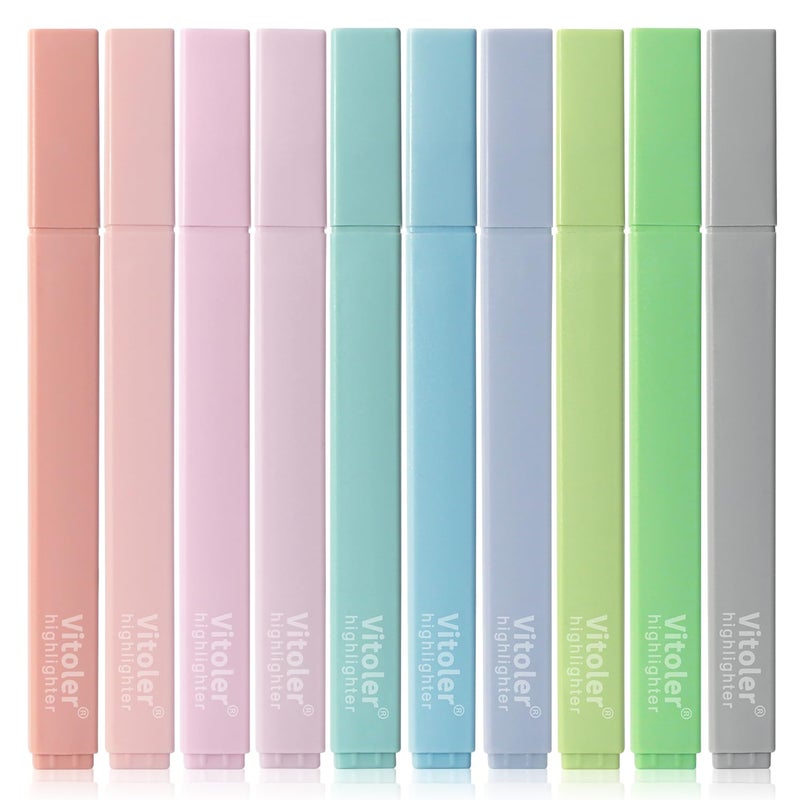 Vitoler Bible Highlighters with Soft Chisel Tip,10Pcs,Lake Colors,Aesthetic No Bleed Bible Highlighter Pastel,Cute Highlighters for School Office Supplies - Image 1