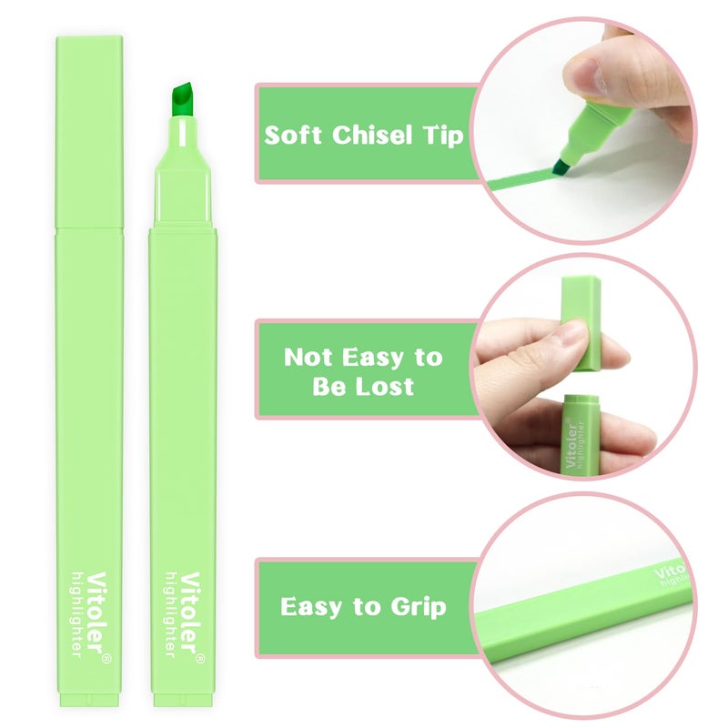 Vitoler Bible Highlighters with Soft Chisel Tip,10Pcs,Lake Colors,Aesthetic No Bleed Bible Highlighter Pastel,Cute Highlighters for School Office Supplies - Image 3