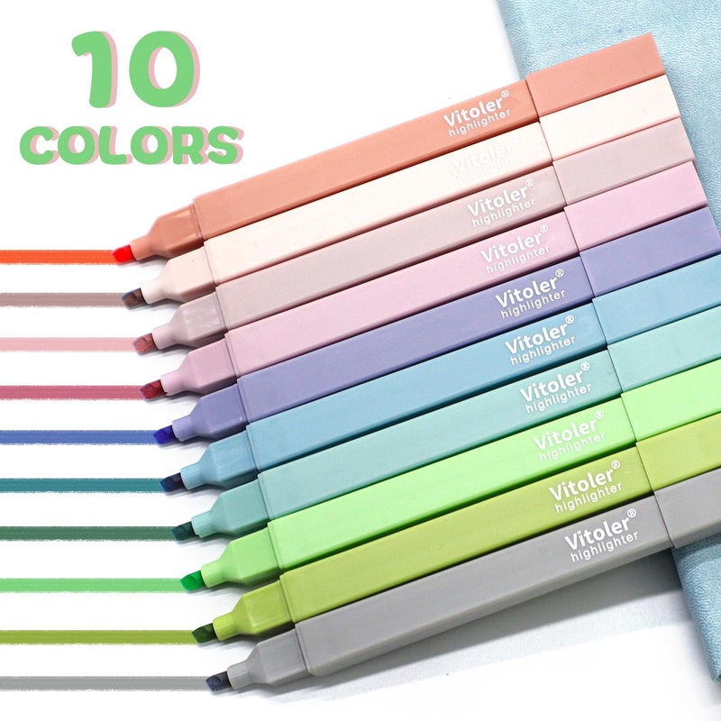 Vitoler Bible Highlighters with Soft Chisel Tip,10Pcs,Lake Colors,Aesthetic No Bleed Bible Highlighter Pastel,Cute Highlighters for School Office Supplies - Image 2