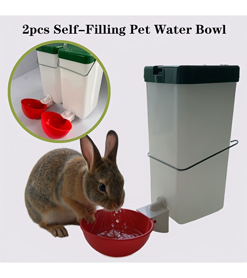 2 Pcs 20.29oz Small Animal Water Bottle Auto Refill Cage Mount Leak Proof for Rabbits Chickens Ducks Geese Guinea Pigs - Image 1