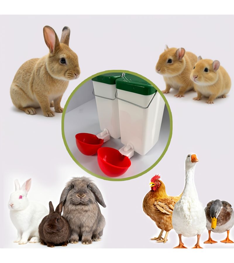 2 Pcs 20.29oz Small Animal Water Bottle Auto Refill Cage Mount Leak Proof for Rabbits Chickens Ducks Geese Guinea Pigs - Image 3