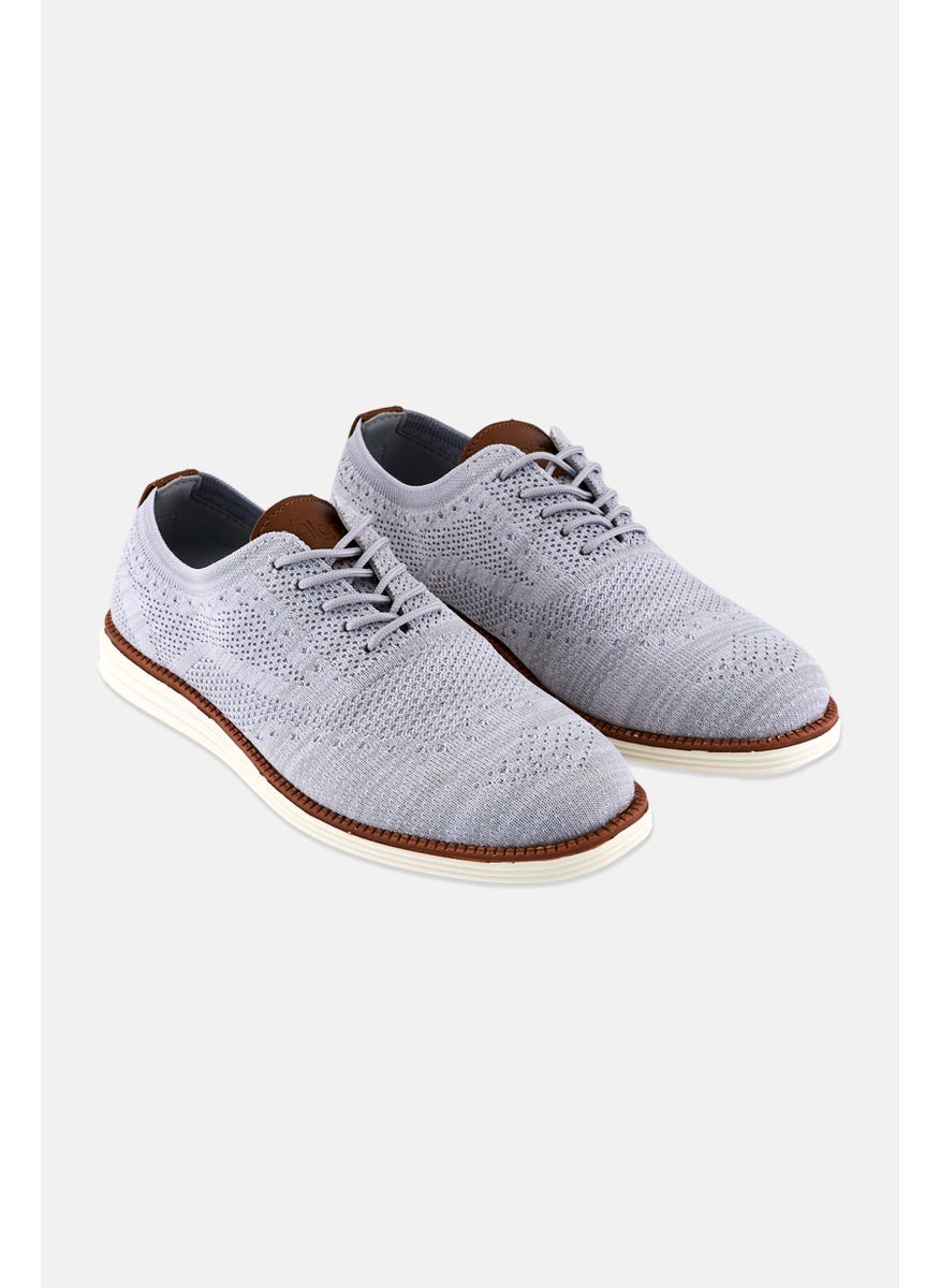 Algspar Men Brand Logo Lace Up Casual Shoes, Grey  - Image 1
