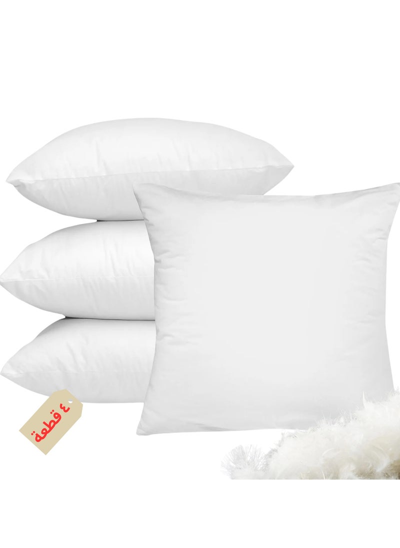 F.A.M.S - Sofa Cushion Pillow White Pack of 4 Soft Brushed Microfiber Throw Pillow Insert Comfortable Plush Comfort and Perfect Support- Pillows for Sofa, Bed and Couch - Image 1