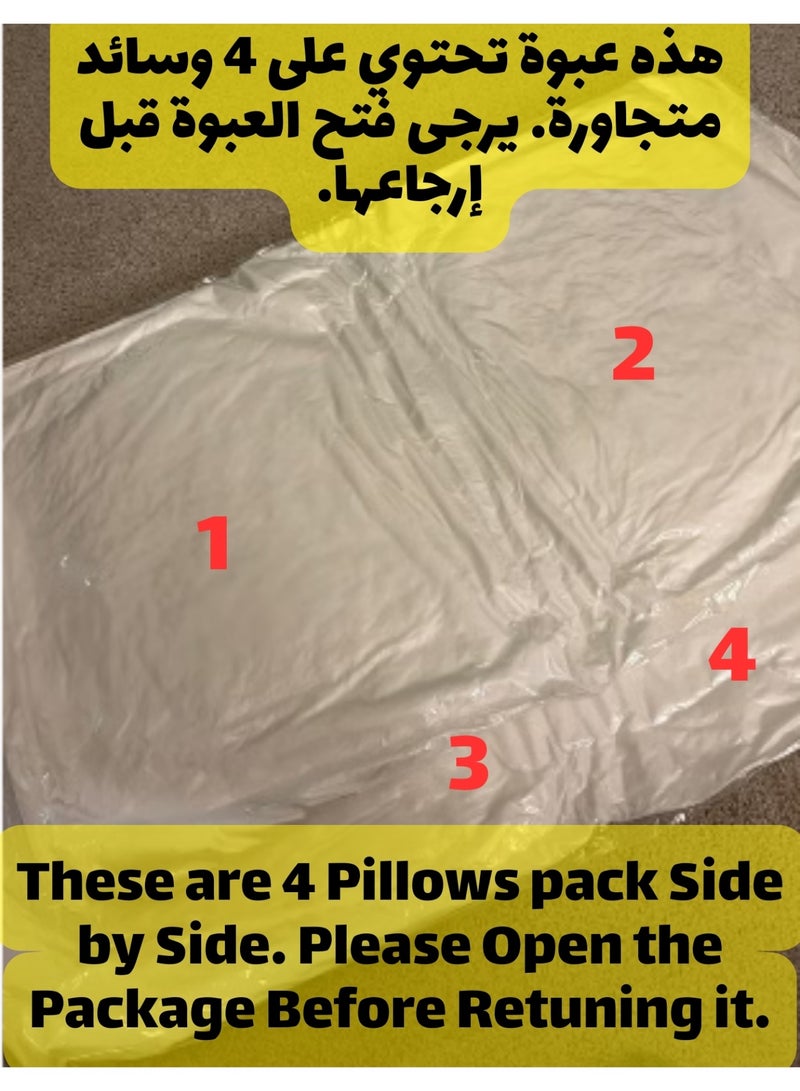 ف.ا.م.س وسادة أريكة بيضاء مكونة من 4 وسائد ناعمة من الألياف الدقيقة الناعمة مع حشوة مريحة من القطيفة ودعم مثالي - وسائد للأريكة والسرير والأريكة - Image 2