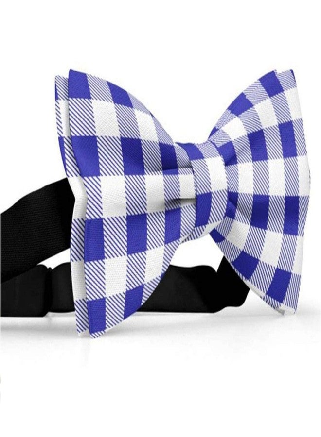 RR Design Checkered (Blue & White) Dog Bow Tie/Dog Bow-tie/Dog Gift with Loop Adjustable Elastic for Collar Placement (Adjustable) (Large) - Image 5