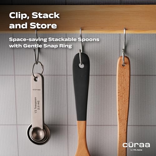 Cüraa Measuring Spoons, Food-Grade Baking Tools, Stackable Measuring Spoons, Dry & Liquid Measuring Cup for Cooking, Baking, Stainless Steel Kitchen Tools with Measurement Engraving Handle - Image 4