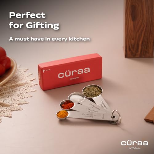 Cüraa Measuring Spoons, Food-Grade Baking Tools, Stackable Measuring Spoons, Dry & Liquid Measuring Cup for Cooking, Baking, Stainless Steel Kitchen Tools with Measurement Engraving Handle - Image 5