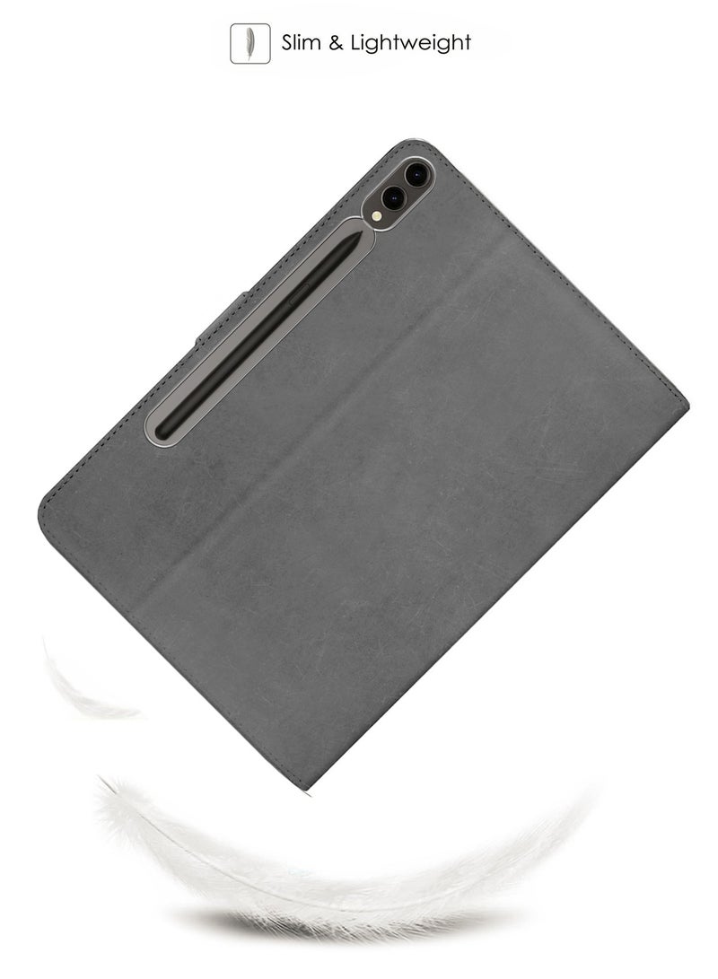 Wtech PU Leather Magnetic Closure Flip Case Cover For Samsung Galaxy Tab S9 Plus 5G 2023 / Tab S9 FE+ 2023 (12.4 Inch) SM-X810 SM-X816B Grey - Image 2