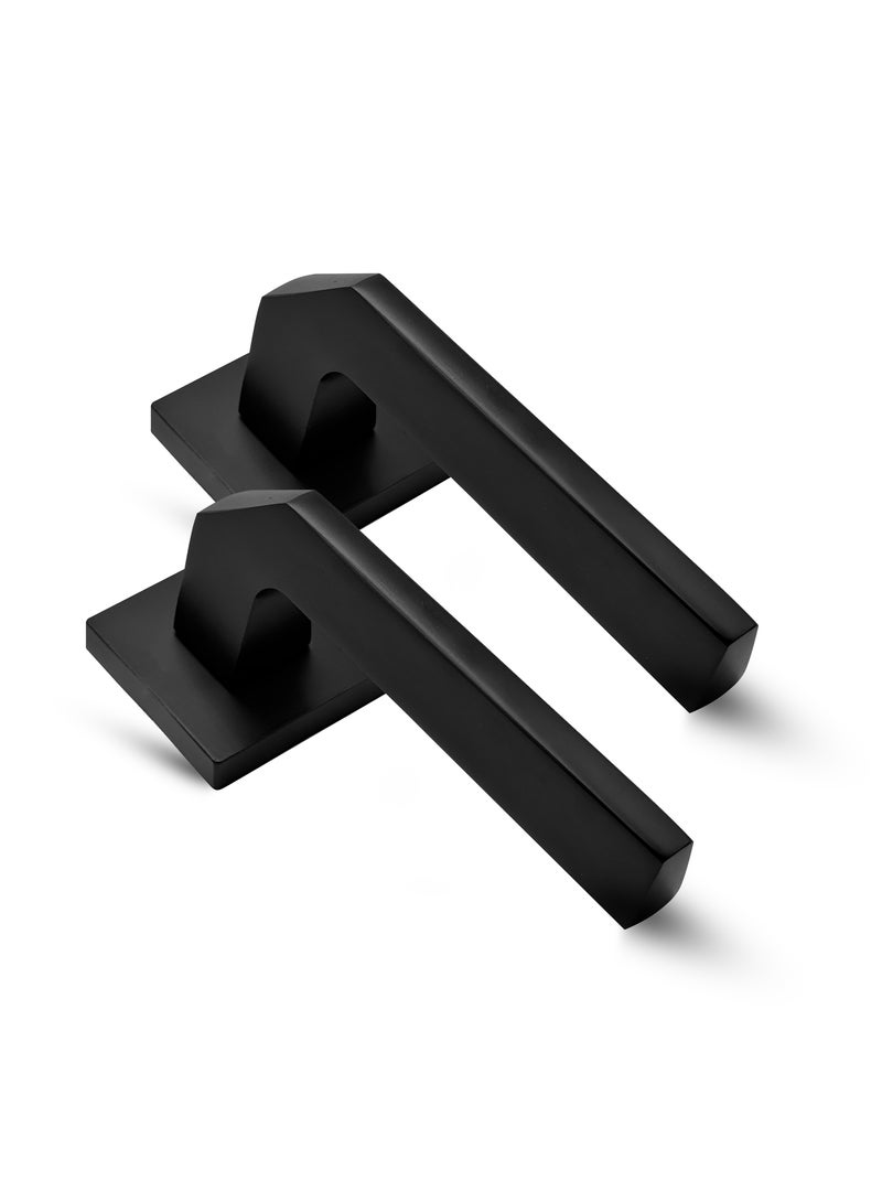 CINCINNO Scandia Premium Anti-Rust Aluminium Door Handle Pair – Angular Design -For Home & Office, UV Protection, 2-Year Color & 5-Year Mechanical Warranty, Salt Spray Tested (Matt Black) - Image 1
