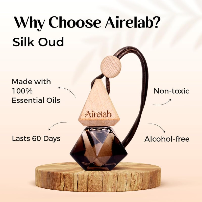 Airelab Silk Oud Car Scents Air Freshener | Automotive Hanging Diffuser with whole Fragrance Inspired by LV Ombré Nomade | luxury Unisex Car Perfume with Odour Eliminator & Long Lasting Formula - 8ml - Image 4