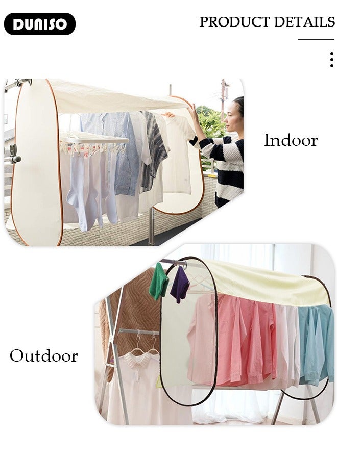 DUNISO Clothes Drying Cover, Rainproof Dustproof Outdoor Clothes Drying Cover, Collapsible Anti-Bird Droppings And Sunscreen Clothes Cover, Reusable Clothing Rack Protector, Multifunction Clothes Cover for Outdoor & Indoor - Image 3