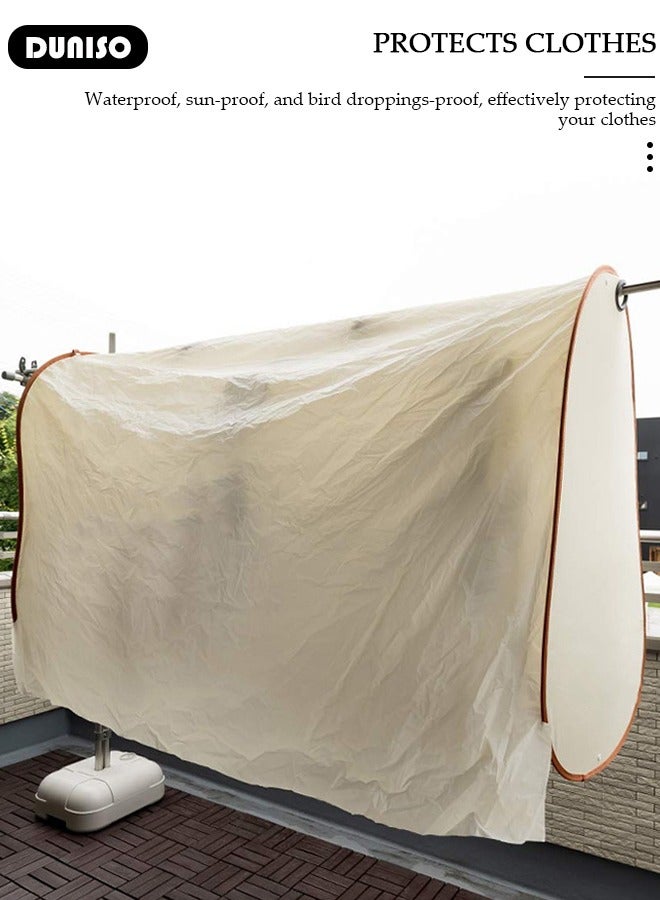 DUNISO Clothes Drying Cover, Rainproof Dustproof Outdoor Clothes Drying Cover, Collapsible Anti-Bird Droppings And Sunscreen Clothes Cover, Reusable Clothing Rack Protector, Multifunction Clothes Cover for Outdoor & Indoor - Image 5
