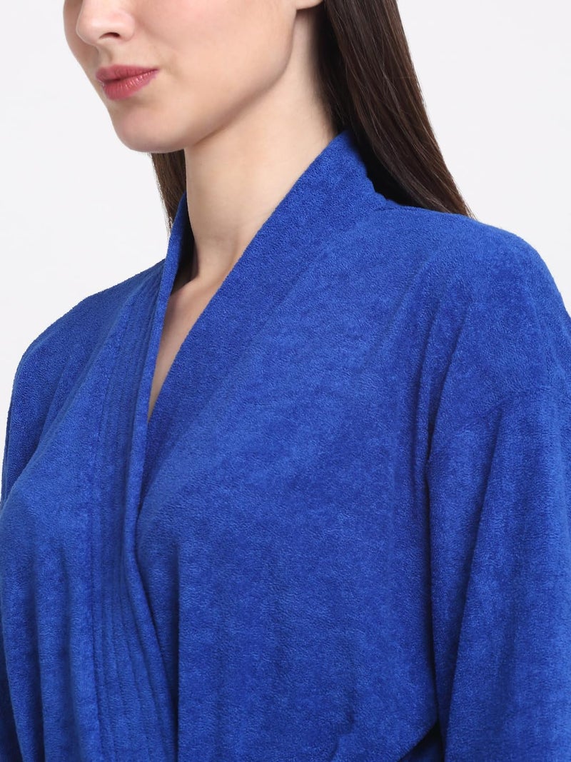 CREEVA Everyday Unisex Micro Terry Bathrobe Collection With kimono collar and 1 Pocket, 3/4 Sleeve Bath Robe Super Soft Light Weight - Turkish Blue - Image 5