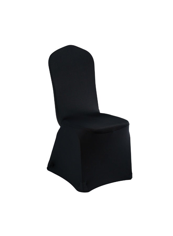 Restaurantware Table Tek 14 x 14 Inch Spandex Chair Covers, 10 Universal Stretch Chair Covers - Washable, Wrinkle-Free, Black Polyester Banquet Chair Covers, Seat Covers For Weddings or Parties, - Image 2