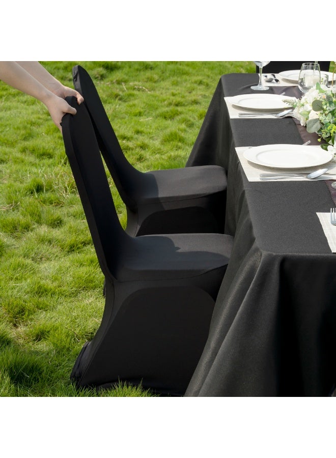 Restaurantware Table Tek 14 x 14 Inch Spandex Chair Covers, 10 Universal Stretch Chair Covers - Washable, Wrinkle-Free, Black Polyester Banquet Chair Covers, Seat Covers For Weddings or Parties, - Image 5