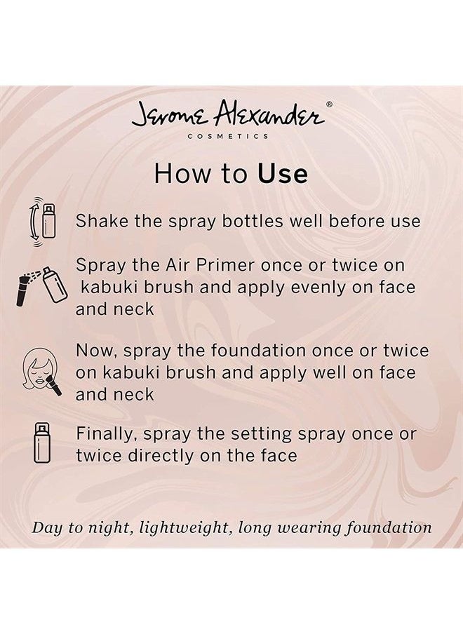 Jerome Alexander MagicMinerals Deluxe AirBrush Foundation by Jerome Alexander – 5pc Spray Makeup Set with Anti-aging Ingredients for Smooth Radiant Skin (Warm Medium) 