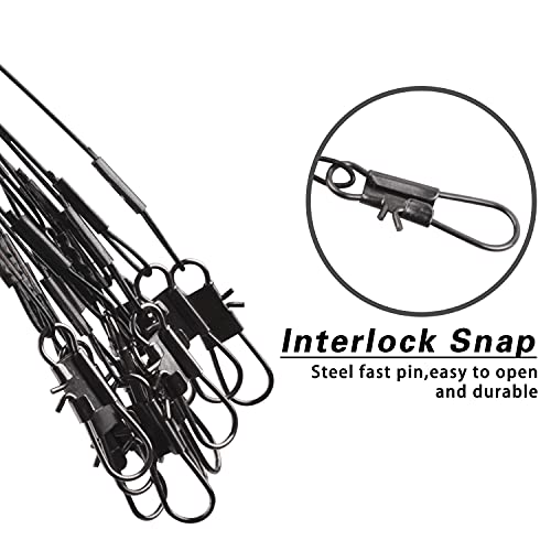 Shaddock Fishing Fishing Leader Rigs Saltwater Tackle Rigs with Swivels Snaps, High Strength Wire Leaders Rigging Surf Fishing Gear Equipment for Lures Bait Hooks Catfish Walleye, Black, 1arm, 12pcs - Image 5
