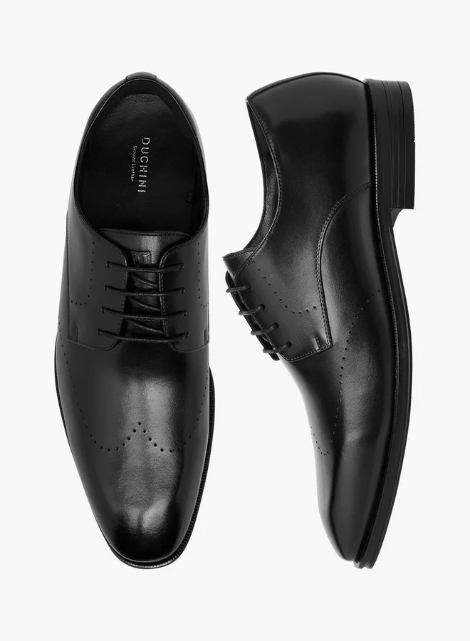 دوتشيني Men's Solid Lace-Up Derby Shoes
