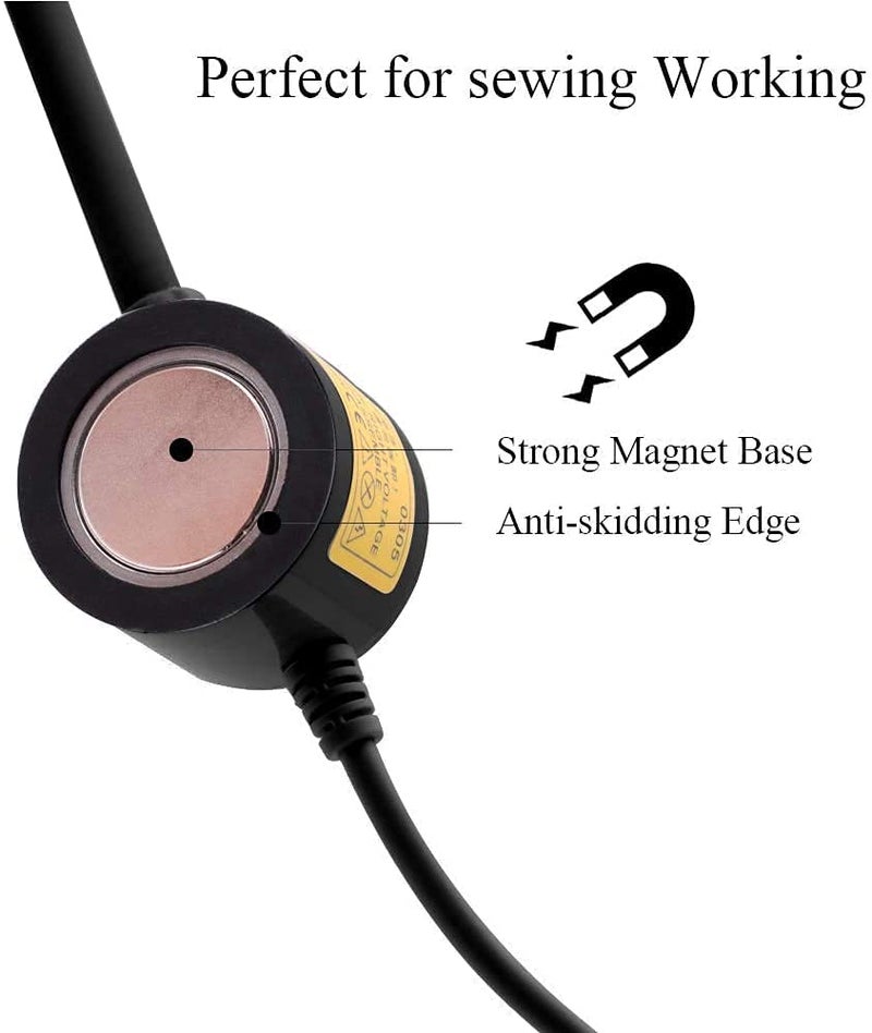 Sukee 10W Sewing Machine Light 30 LEDs Lamp with Flexible Gooseneck Magnetic Mounting Base Working Lamp for Home Study Night Work Workbench Lathe Drill Presses 3D PrinterBlack - Image 2