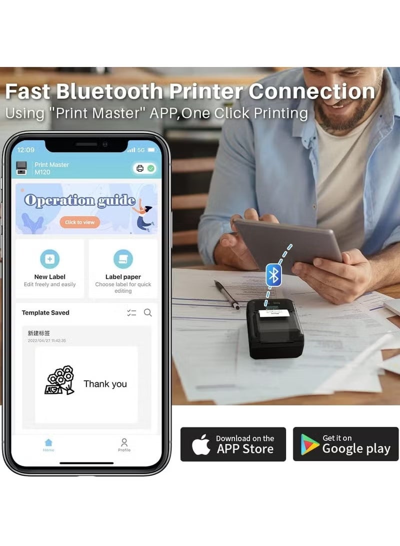 Phomemo M120 Label Maker Barcode Printer Bluetooth Thermal Label Maker Machine for Retail QR Code Small Business - Image 3