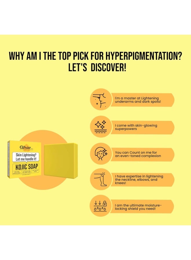 GHAR SOAPS Kojic Acid 2% Soap with Niacinamide | For Pigmentation, Sun Damage, Brightening Underarm & Minimizes Dark Spot | Soap for Men & Women | Suitable for All Skin Types | (Pack of 1) (100 g) - Image 5