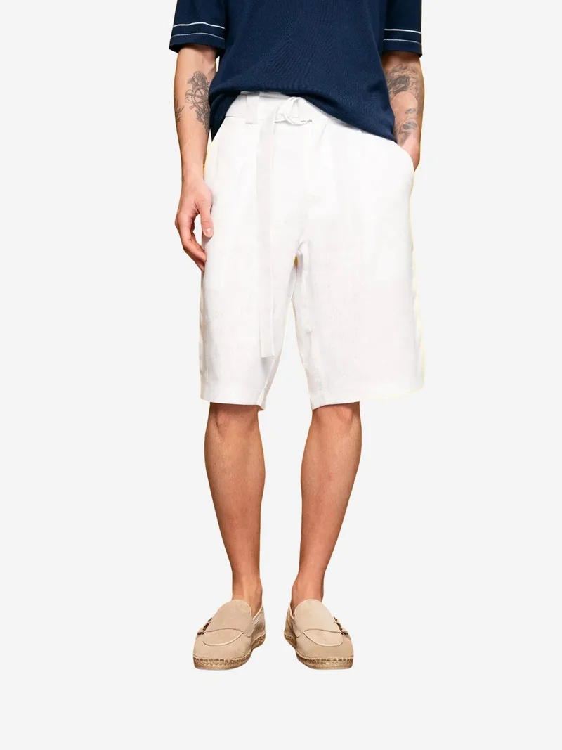Giesto GIESTO Men's Linen Blend High-Waist Chino Shorts