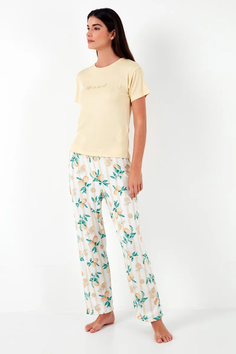 Lela Regular Fit Crew Neck Short Sleeve Pajama Set Women's Pajama Set 65770105