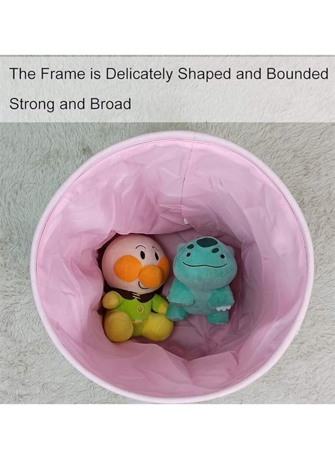 yongsheng Foldable Barrel Clothing Storage Laundry Basket Grey/Pink 35x40cm， Laundry Basket Canvas Collapsible Organizer Storage Basket for Boys Girls Laundry Hamper Toy Bins Gift Baskets Bedroom Clothes Children Nursery (little girl)  - Image 4