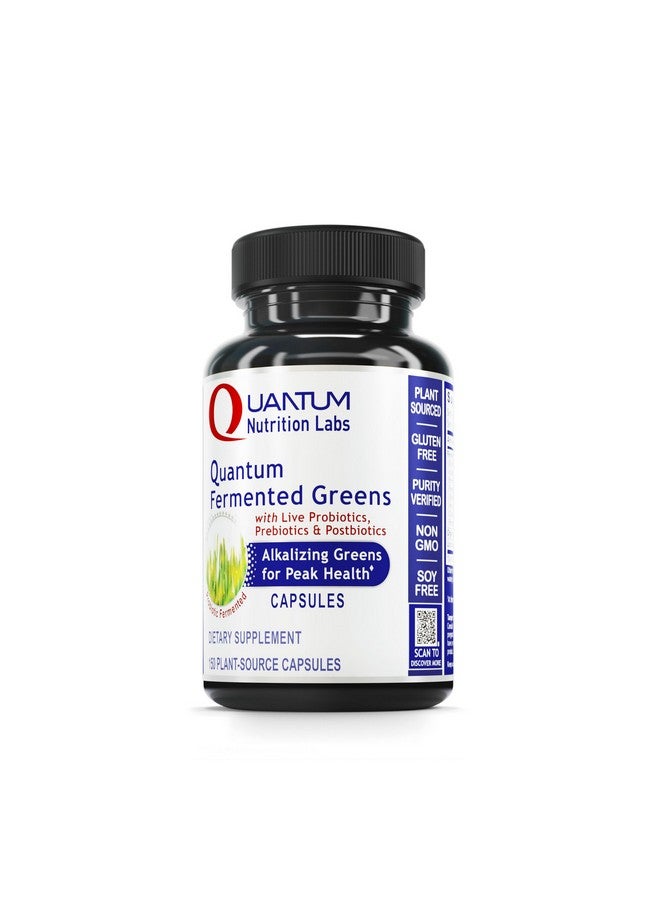 Quantum Nutrition Labs Qultured Fermented Greens- Super Greens Supplement, Superfood Blend, Organic Vitamins with Probiotic - Daily Greens with Spinach, Chlorella, and More- 150 Powder Filled Capsules - Image 1