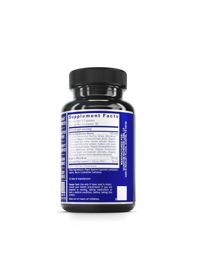 Quantum Nutrition Labs Qultured Fermented Greens- Super Greens Supplement, Superfood Blend, Organic Vitamins with Probiotic - Daily Greens with Spinach, Chlorella, and More- 150 Powder Filled Capsules - Image 2