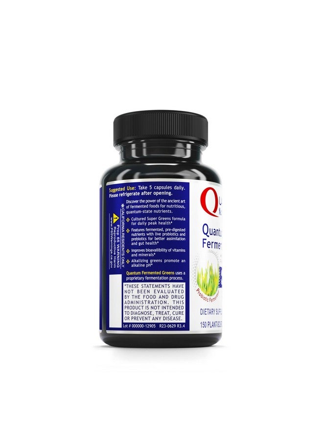 Quantum Nutrition Labs Qultured Fermented Greens- Super Greens Supplement, Superfood Blend, Organic Vitamins with Probiotic - Daily Greens with Spinach, Chlorella, and More- 150 Powder Filled Capsules - Image 3