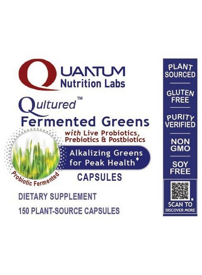 Quantum Nutrition Labs Qultured Fermented Greens- Super Greens Supplement, Superfood Blend, Organic Vitamins with Probiotic - Daily Greens with Spinach, Chlorella, and More- 150 Powder Filled Capsules - Image 4