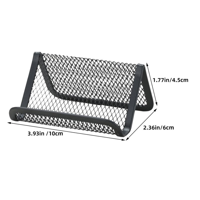 6 Pcs Metal Mesh Business Card Holder And Tablet Stand Organizer Black Silver - Image 3
