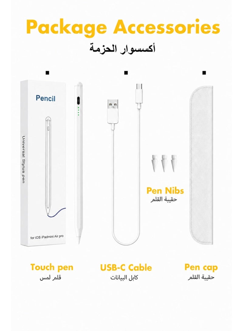 BOFAN Stylus Pen for iPad 9th&10th Gen Apple Pencil Fast Charge iPad Pen for iPad 2018-2025 iPad Pencil for iPad Pro 11/12.9 3/4/5 Gen iPad Mini 5/6 iPad 6/7/8 iPad Air 3/4/5 (White) - Image 3