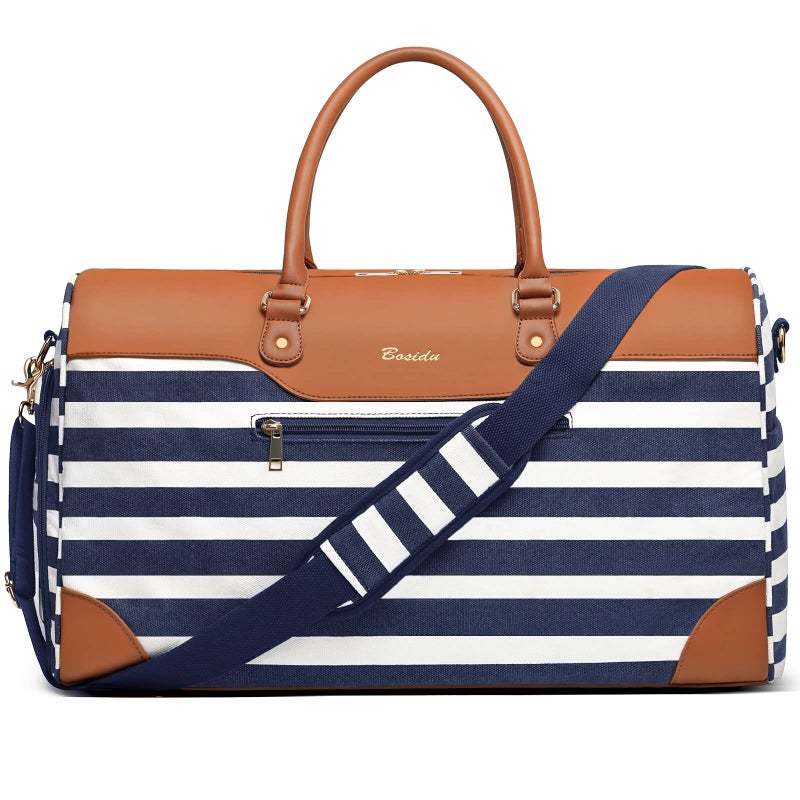 Bosidu Weekender Bags for Women Canvas Travel Duffel Bags with Shoe compartment Overnight Carry On Large Duffle Bag for Travel Business Trip Gym Sport Daily use - Image 2