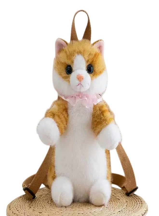Ueeksry Stuffed Animals Backpack - Lifelike Stuffed Cat Plush Backpack, Handmade Cute Realistic Cat Shaped Bag - Yellow - Image 1