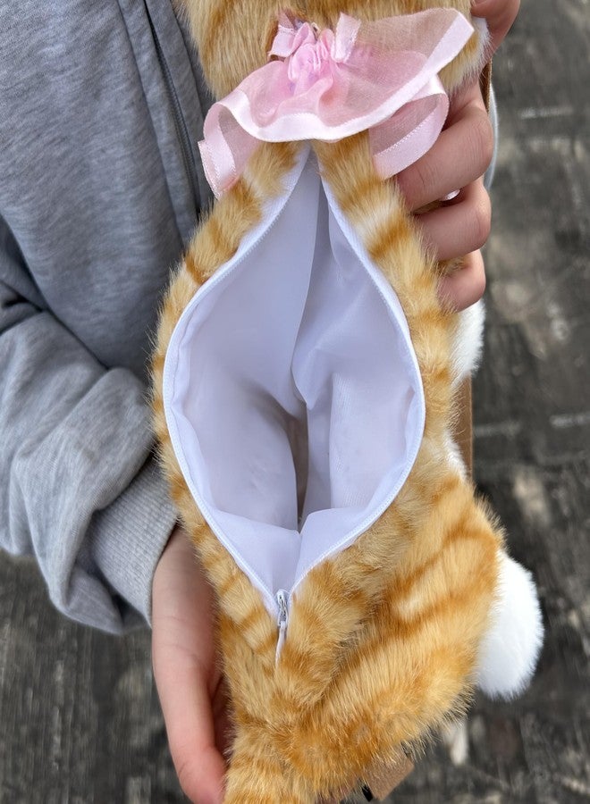 Ueeksry Stuffed Animals Backpack - Lifelike Stuffed Cat Plush Backpack, Handmade Cute Realistic Cat Shaped Bag - Yellow - Image 4