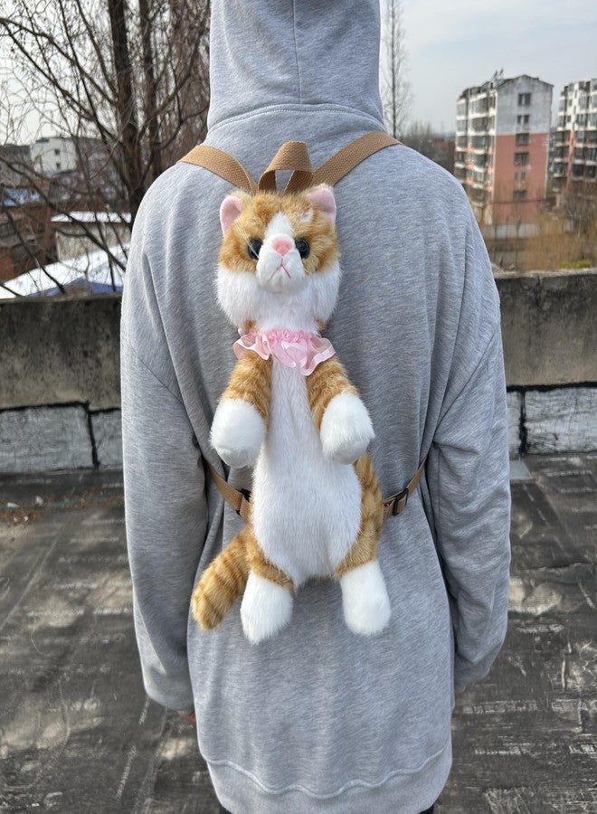 Ueeksry Stuffed Animals Backpack - Lifelike Stuffed Cat Plush Backpack, Handmade Cute Realistic Cat Shaped Bag - Yellow - Image 3