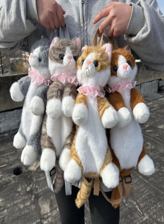 Ueeksry Stuffed Animals Backpack - Lifelike Stuffed Cat Plush Backpack, Handmade Cute Realistic Cat Shaped Bag - Yellow - Image 5