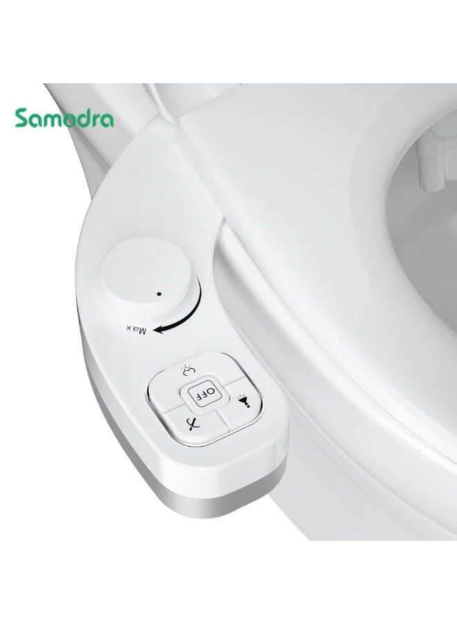 SAMODRA Non-Electric Bidet Toilet Seat Attachment – Self Cleaning Dual Nozzle Bidet with Front & Rear Wash, Adjustable Water Pressure, Easy Install Hygienic Toilet Sprayer - Image 1