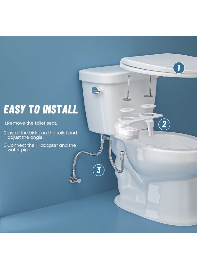 SAMODRA Non-Electric Bidet Toilet Seat Attachment – Self Cleaning Dual Nozzle Bidet with Front & Rear Wash, Adjustable Water Pressure, Easy Install Hygienic Toilet Sprayer - Image 4
