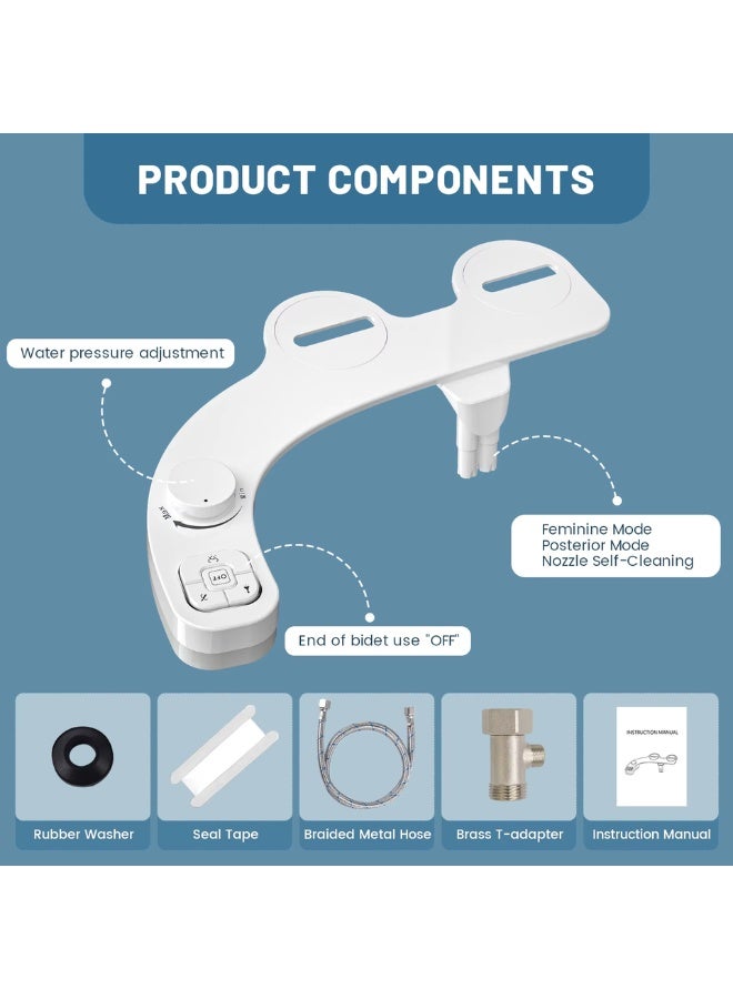 SAMODRA Non-Electric Bidet Toilet Seat Attachment – Self Cleaning Dual Nozzle Bidet with Front & Rear Wash, Adjustable Water Pressure, Easy Install Hygienic Toilet Sprayer - Image 3