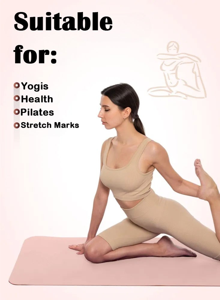 PHISMA Yoga Mat, Extra Thick 6MM TPE Fitness Exercise Mat with Carrying Sling & Storage Bag - Non-Slip Dual-Sided (183x80cm) - (Pink) - Image 5