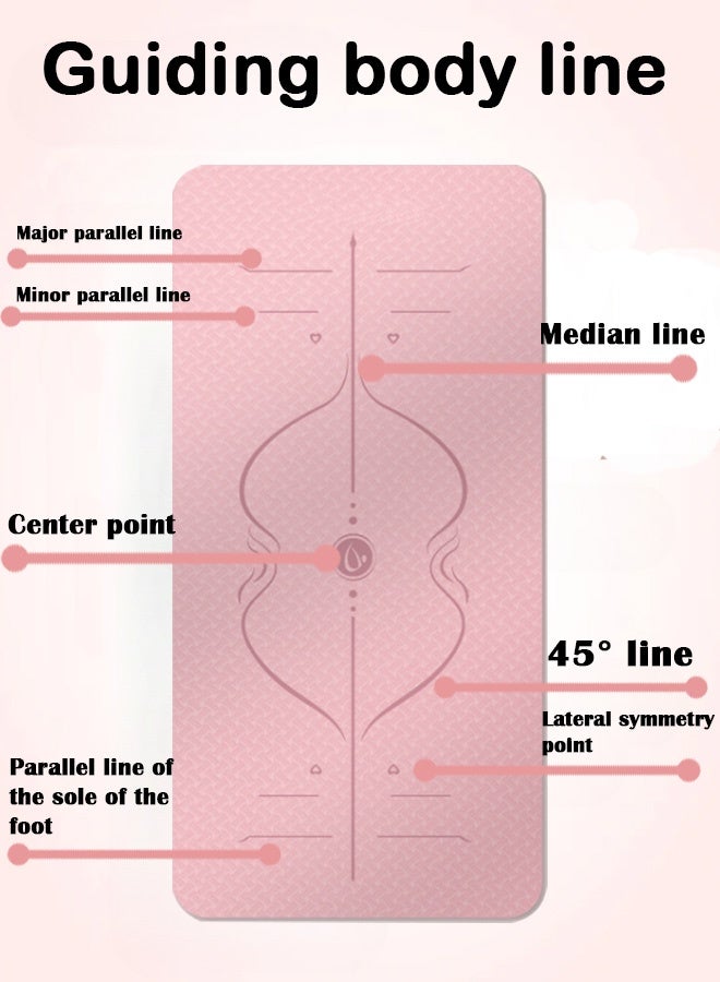 PHISMA Yoga Mat, Extra Thick 6MM TPE Fitness Exercise Mat with Carrying Sling & Storage Bag - Non-Slip Dual-Sided (183x80cm) - (Pink) - Image 3